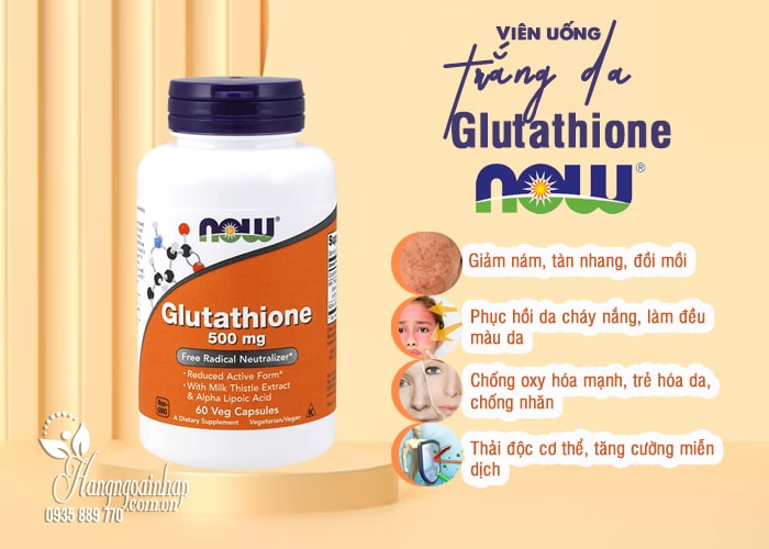 Viên uống trắng da Glutathione Now 500mg 60 viên Mỹ 7