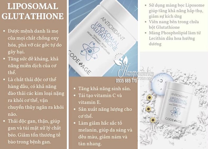 Viên uống trắng da mờ nám Liposomal Glutathione Code Age 8