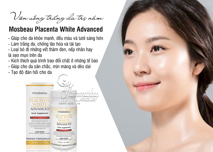 Viên uống trắng da trị nám Mosbeau Placenta White Advanced 5