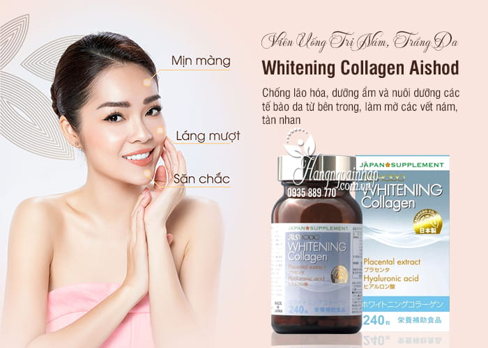 Viên Uống Trị Nám, Trắng Da Whitening Collagen Aishodo 1