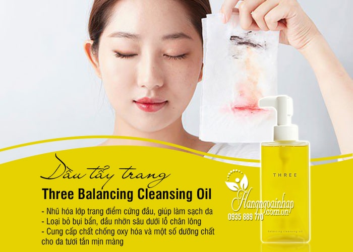 Dầu tẩy trang Three Balancing Cleansing Oil 185ml Nhật Bản  1