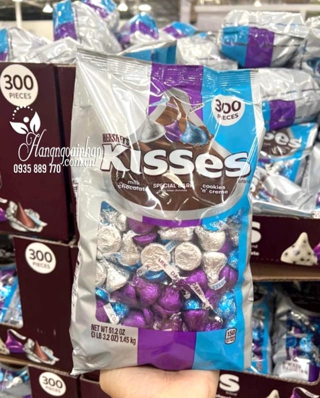 Kẹo Chocolate Hershey’s Kisses Milk Chocolate mẫu mới 1,45kg 0