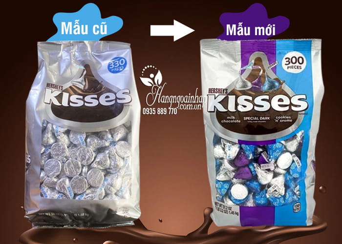 Kẹo Chocolate Hershey’s Kisses Milk Chocolate mẫu mới 1,45kg 3