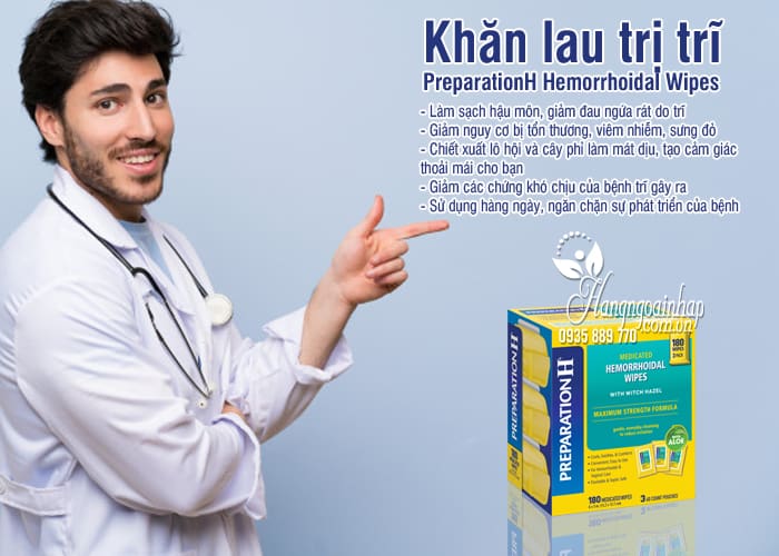 Khăn lau trị trĩ PreparationH Hemorrhoidal Wipes 180 miếng  3