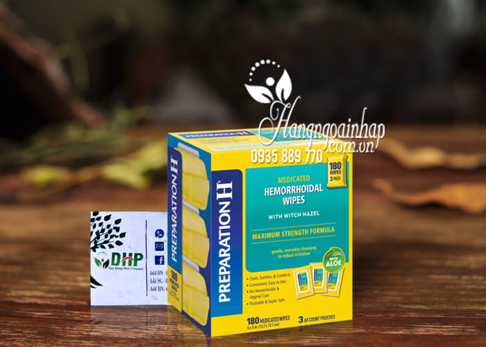 Khăn lau trị trĩ PreparationH Hemorrhoidal Wipes 180 miếng  1