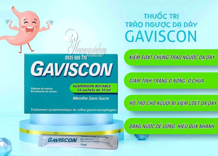 Thuốc Gaviscon của Pháp trị trào ngược dạ dày hộp 24 gói 45
