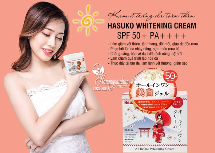 Kem ủ trắng da toàn thân Hasuko Whitening Cream SPF 50+ PA++++  7
