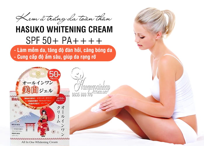 Kem ủ trắng da toàn thân Hasuko Whitening Cream SPF 50+ PA++++  1