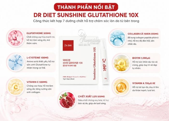 Nước uống trắng da Dr Diet Sunshine Glutathione 10X