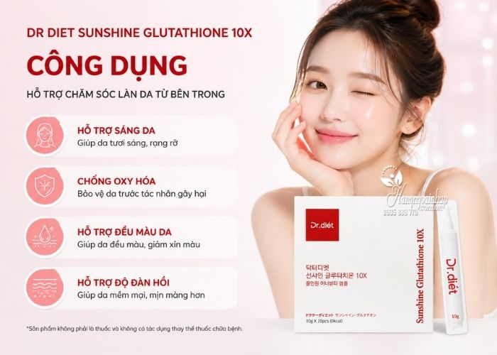 Nước uống hỗ trợ trắng da Dr Diet Sunshine Glutathione 10X 56