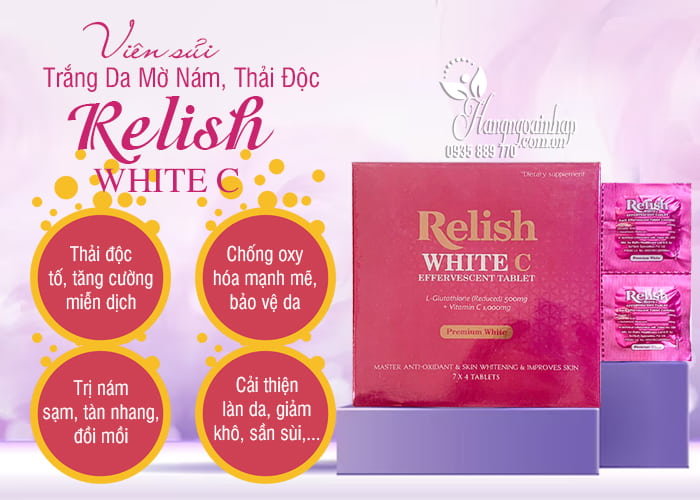 Viên sủi Relish White C trắng da mờ nám, thải độc tố 1