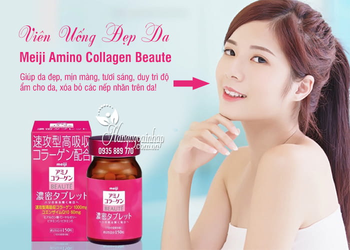 Viên Uống Đẹp Da Meiji Amino Collagen Beaute Hộp 150 Viên  1