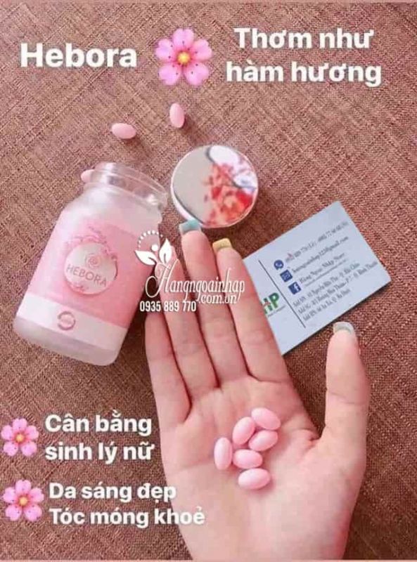 Viên uống thơm cơ thể Hebora Sakura Damask Rose Nhật 60 viên 8