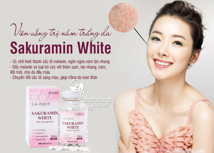 Viên uống trị nám trắng da Sakuramin White 180 viên Nhật Bản 1