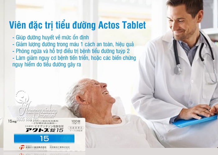 Viên đặc trị tiểu đường Actos Tablet 15mg Nhật Bản 100 viên 5