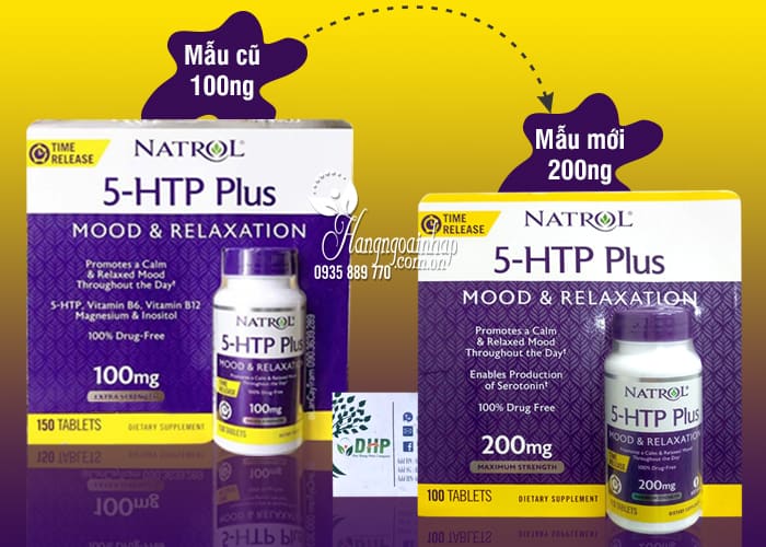 Viên hỗ trợ giảm căng thẳng Natrol 5-HTP Mood & Relaxation 10