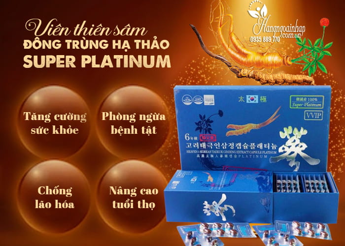 Viên thiên sâm đông trùng hạ thảo Super Platinum Hàn Quốc 9