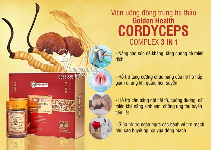 Viên uống đông trùng hạ thảo Golden Health Cordyceps Complex 3 in 1.2