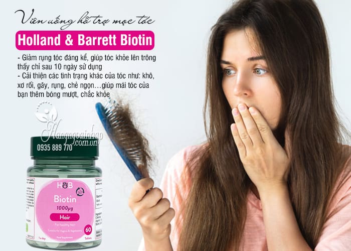 Viên uống hỗ trợ mọc tóc H & B (Holland & Barrett) Biotin 1000ug 120 viên1