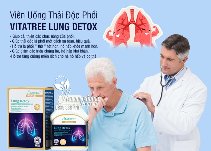 Viên uống thải độc phổi Vitatree Lung Detox 60 viên của Úc - Giúp làm sạch phổi và giữ cho lá phổi khỏe mạnh2