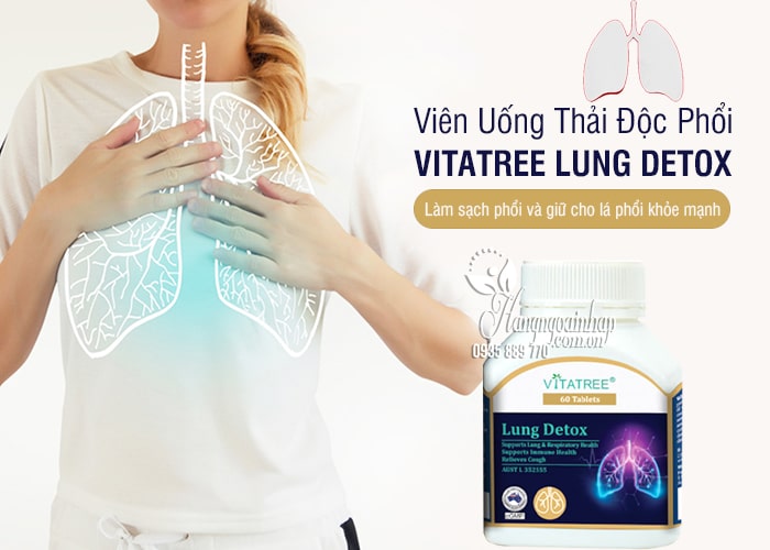 Viên uống thải độc phổi Vitatree Lung Detox 60 viên của Úc - Giúp làm sạch phổi và giữ cho lá phổi khỏe mạnh1