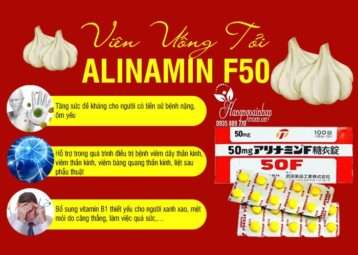 Viên uống tỏi hỗ trợ tăng cường sức đề kháng, phục hồi sức khỏe Alinamin F50 100 viên của Nhật Bản3