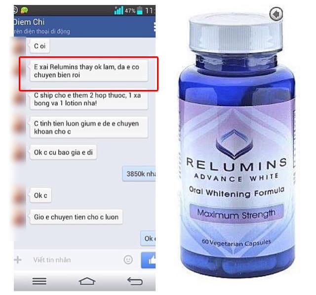 Viên uống trắng da relumins 1650mg review có tốt không từ một số khách hàng trên facebook ảnh 1