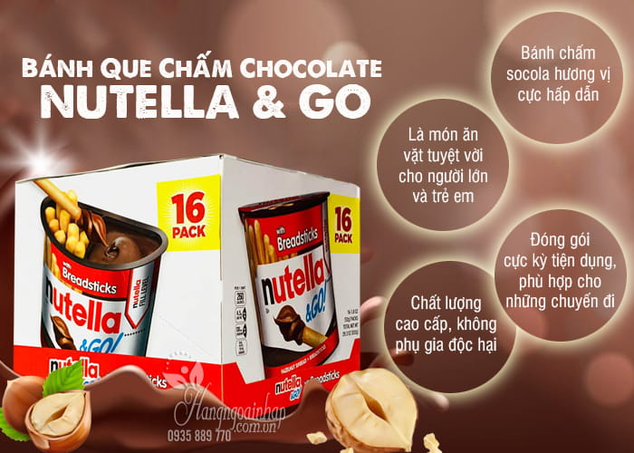 Bánh que chấm chocolate Nutella & Go thùng 16 hộp của Mỹ 56