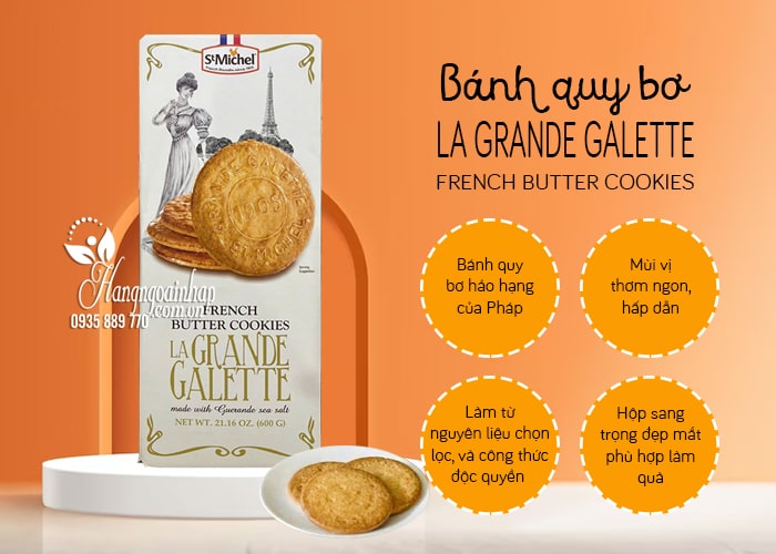 Bánh quy bơ La Grande Galette French Butter Cookies 600g của Pháp 7
