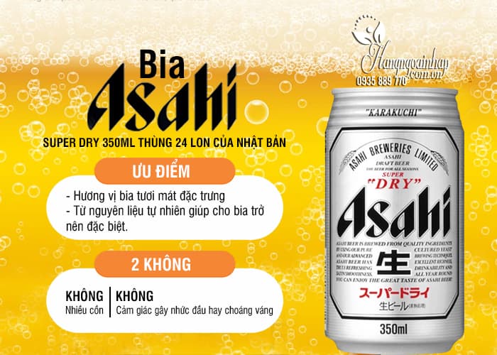 Bia ASAHI SUPER DRY 350ml thùng 24 lon của Nhật Bản, giá tốt 7