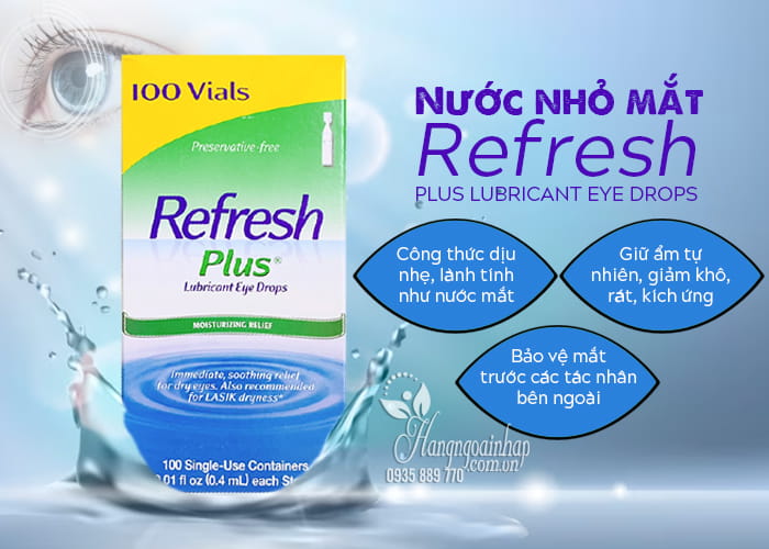 Nước nhỏ mắt Refresh Plus Lubricant Eye Drops 100 ống Mỹ 7
