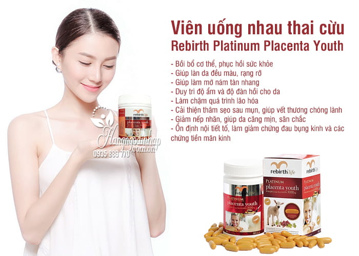 Viên uống nhau thai cừu Rebirth Platinum Placenta Youth 60 viên 3