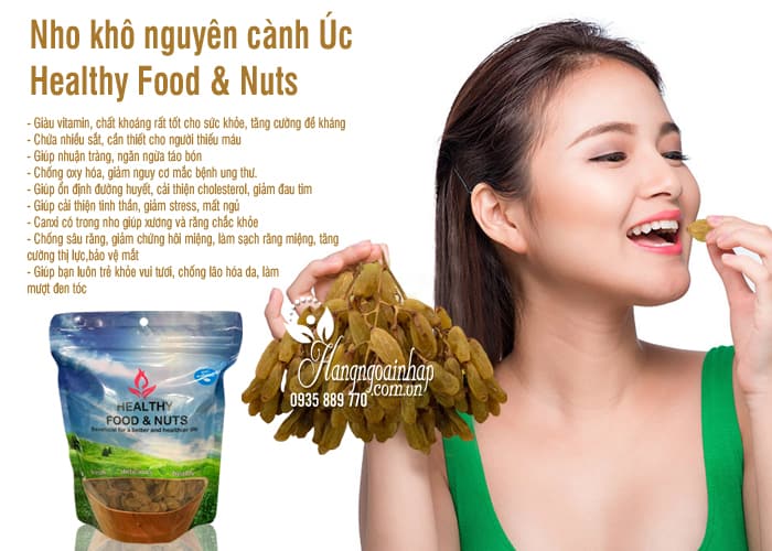 Nho khô nguyên cành Úc Healthy Food & Nuts 350g - nho hữu cơ 3