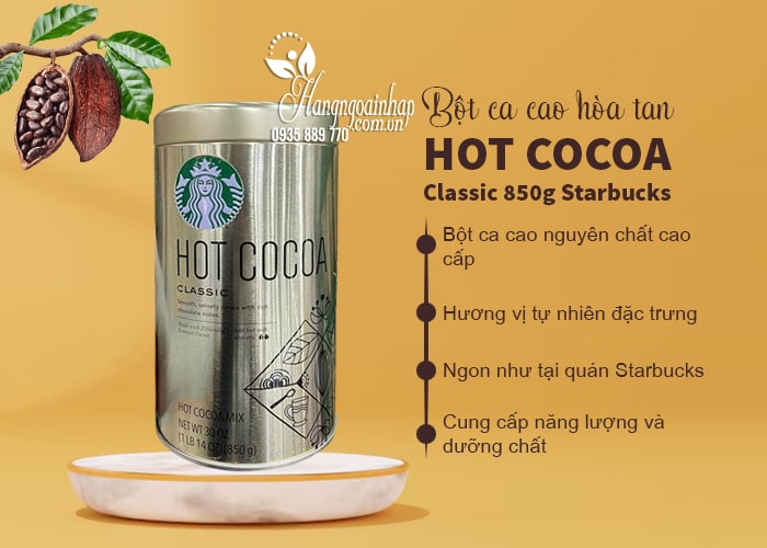 Bột ca cao hòa tan của Mỹ Hot Cocoa Classic 850g Starbucks 67