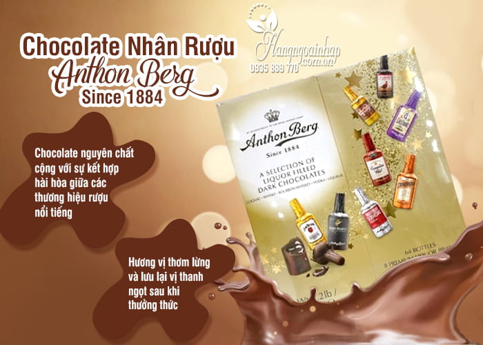 Chocolate Nhân Rượu 64 Chai Anthon Berg Since 1884 của Mỹ 22