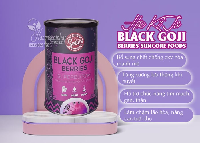 Hắc kỷ tử Black Goji Berries Suncore Foods 454g của Mỹ 5