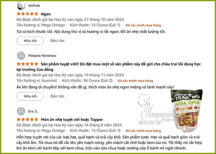 Hạt hỗn hợp Power Up Premium Trail Mix Mega Omega 397g 9