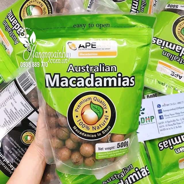 Hạt Maccadamias Ape Xim in shell Australian gói 500g - Úc 0