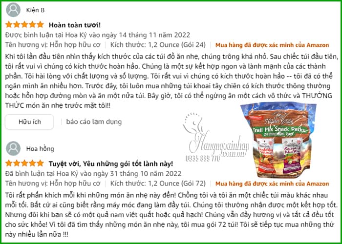 Hạt tổng hợp Trail Mix Snack Packs Nature’s Garden 24 gói  5