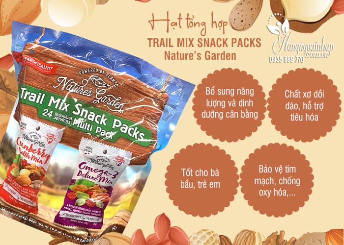 Hạt tổng hợp Trail Mix Snack Packs Nature’s Garden 24 gói  66
