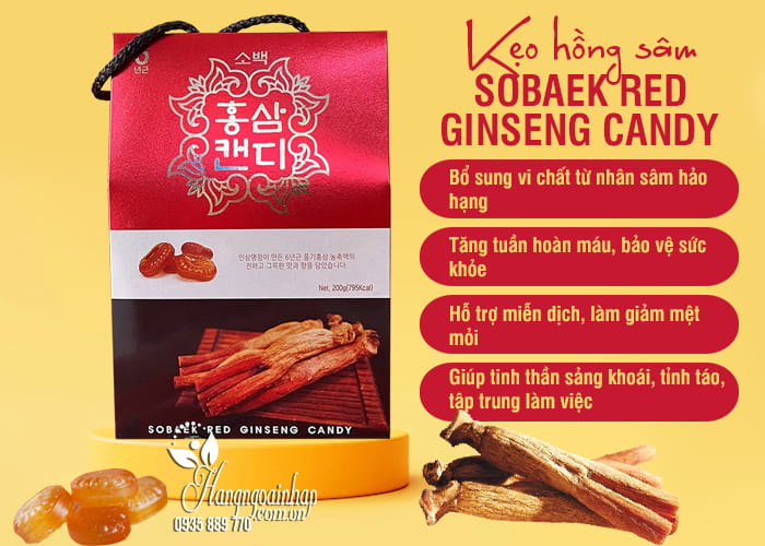 Kẹo hồng sâm Sobaek Red Ginseng Candy Hàn Quốc 85