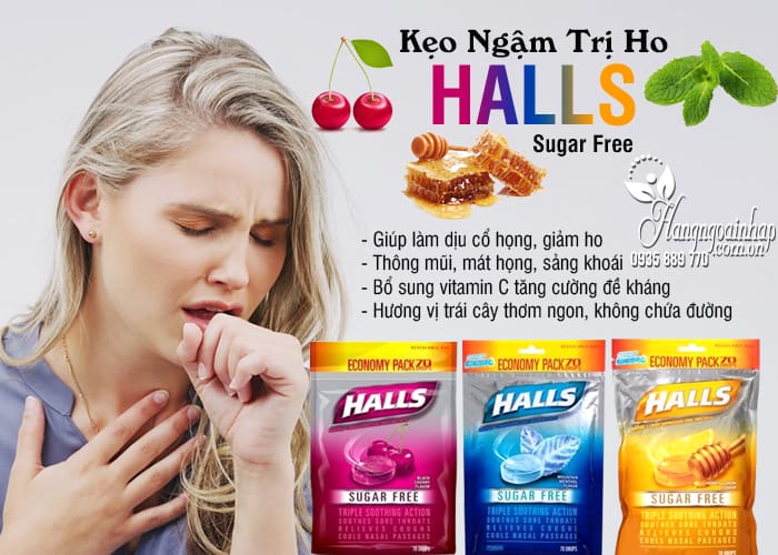 Kẹo Ngậm Trị Ho Halls Sugar Free 70 Viên Của Mỹ 6