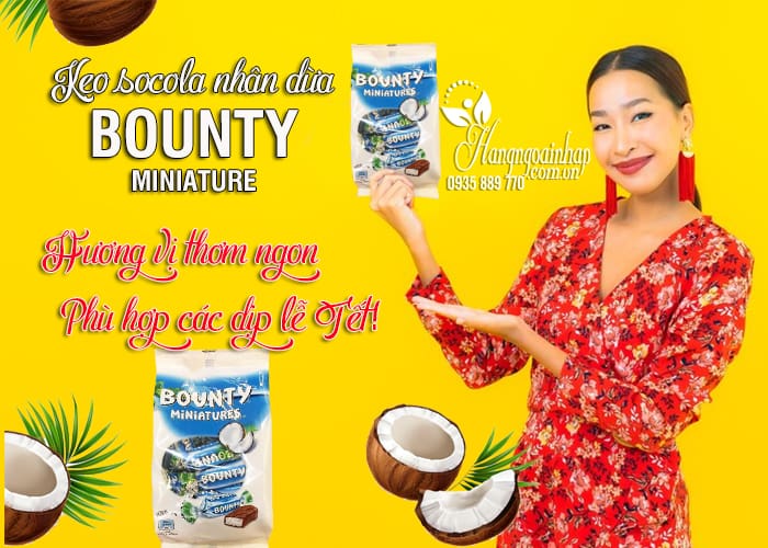 Kẹo socola nhân dừa Bounty Miniatures gói 100g 66
