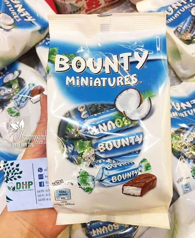 Kẹo socola nhân dừa Bounty Miniatures gói 100g 9