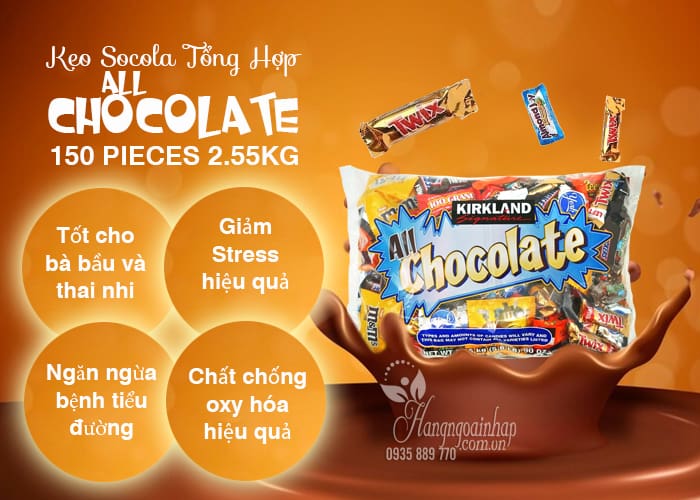 Kẹo Socola tổng hợp All Chocolate 150 Pieces 2.55kg của Mỹ 7