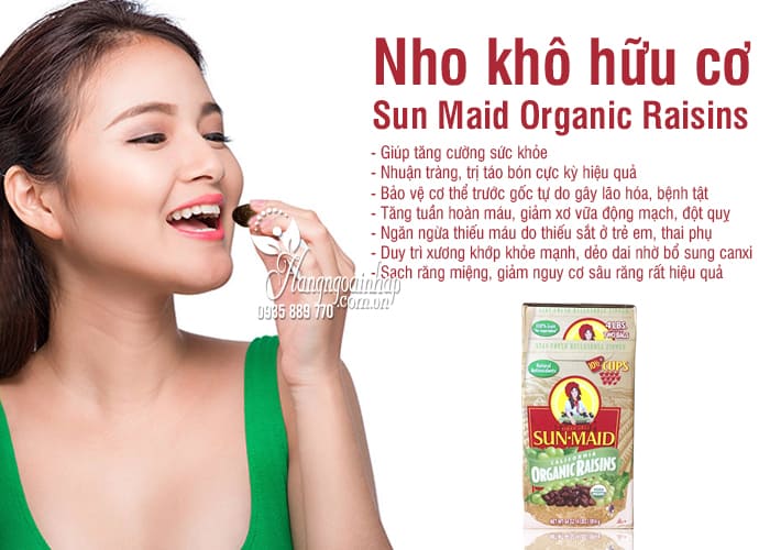 Nho khô hữu cơ Sun Maid Organic Raisins 907g x 2 của Mỹ 9