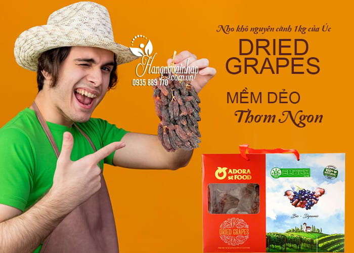 Nho khô nguyên cành Dried Grapes 1kg của Úc-Giống nho Thomson 12