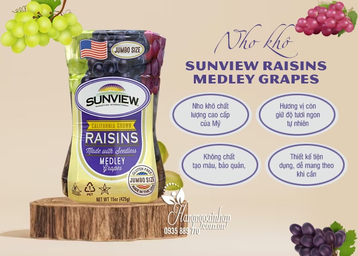 Nho khô Sunview Raisins Medley Grapes 425g của Mỹ 5