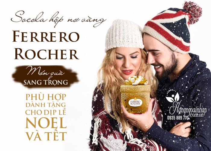 Socola Ferrero Rocher hộp nơ vàng 225g chính hãng 9
