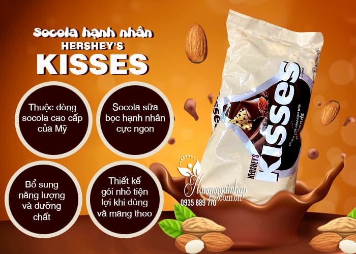 Socola Hershey’s Kisses hạnh nhân gói 300g của Mỹ 56